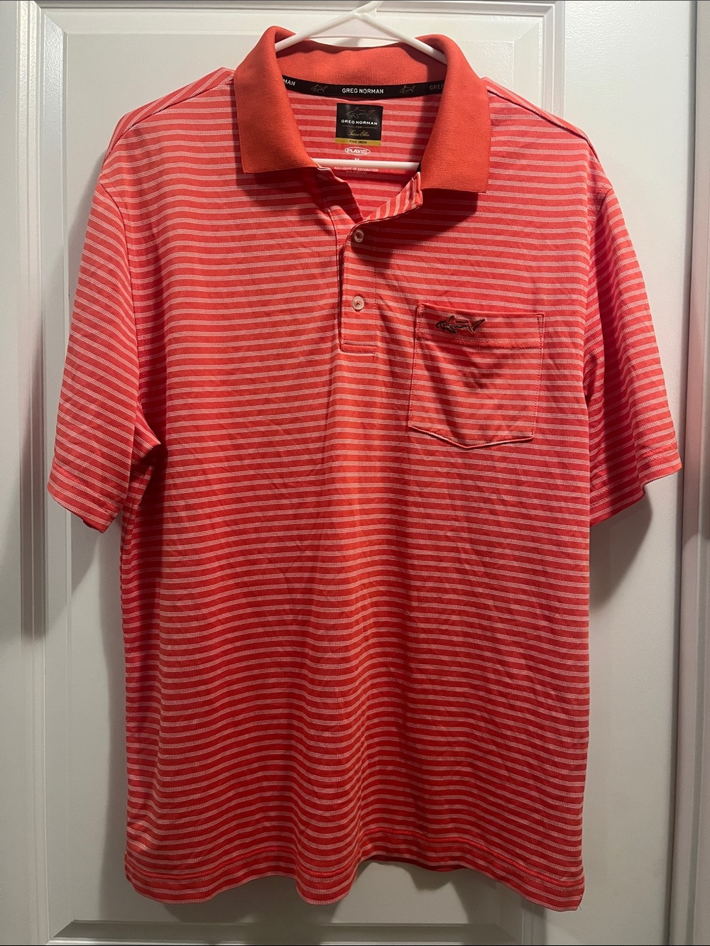 Greg Norman Collection Tasso Elba Five Iron Polo Orange Play Dri Medium